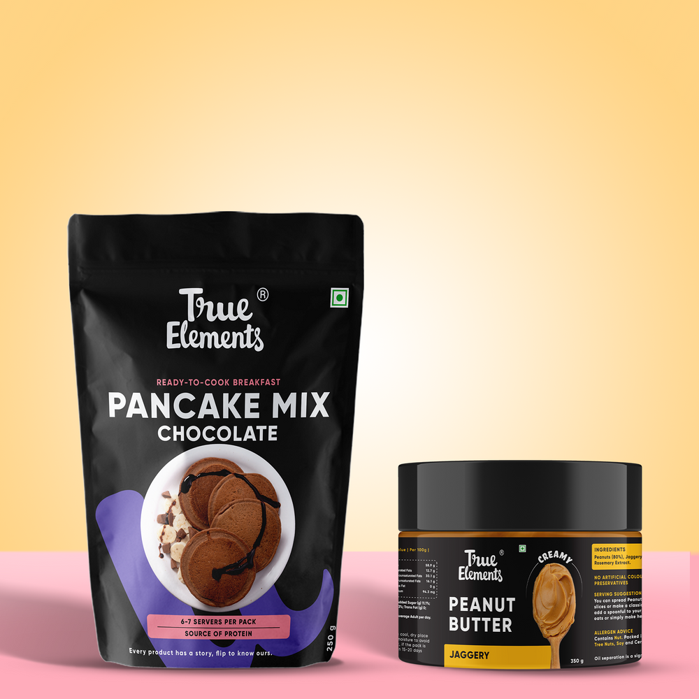 Peanut Butter Jaggery and Chocolate Pancake Mix Combo (Peanut Butter Jaggery 350gm & Chocolate Pancake Mix 250gm)