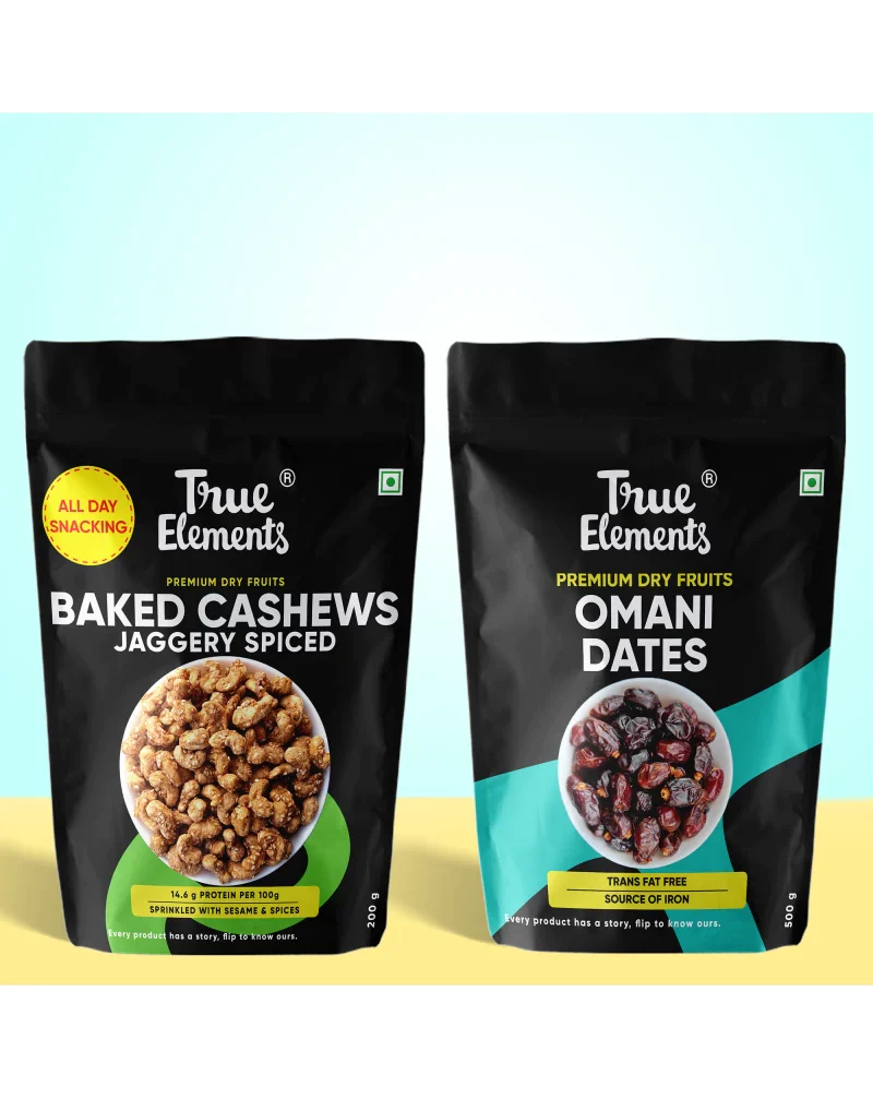 Baked Cashews (250gm) And Omani Dates (500gm) Combo - 750gm